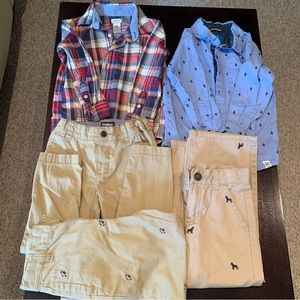 5pc Boys clothes 2  dress shirt + 3pants. Sizes 4-5